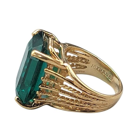 Ana BeKoach 18khge Simulated Emerald Ring Yellow Heavy Electroplated Gold SZ 5 - Picture 5 of 10